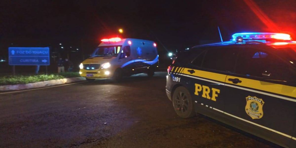 Colisão entre duas motos foi registrado no Trevo da Portal, na BR-277