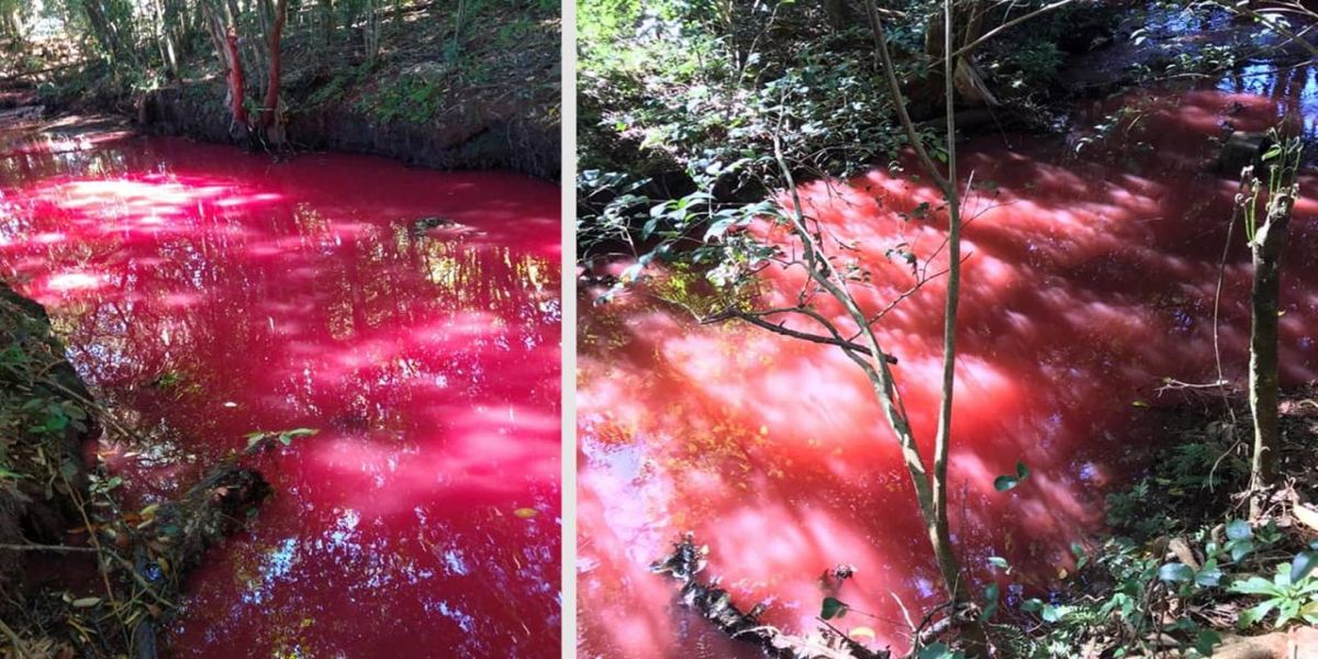 Rio fica vermelho entre Virmond e Laranjeiras do Sul