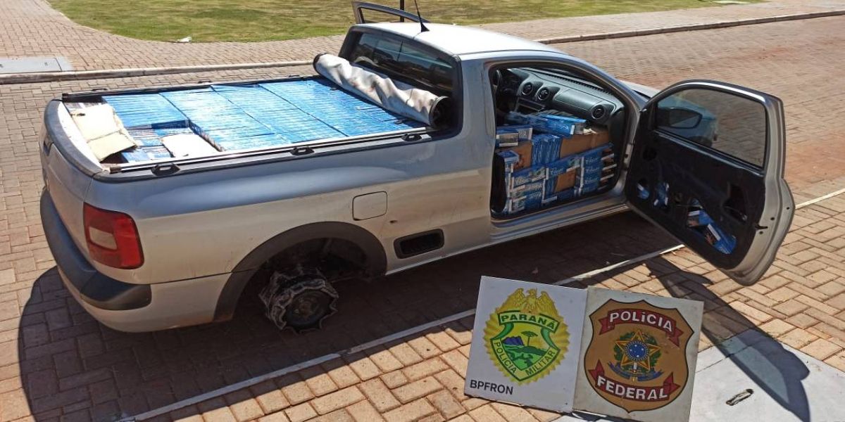 PF e BPFRON apreendem veículo carregado com cigarros contrabandeados em São Pedro do Iguaçu