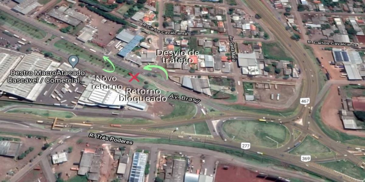 Trabalhos no Trevo Cataratas avançam com intervenções na Av. Brasil