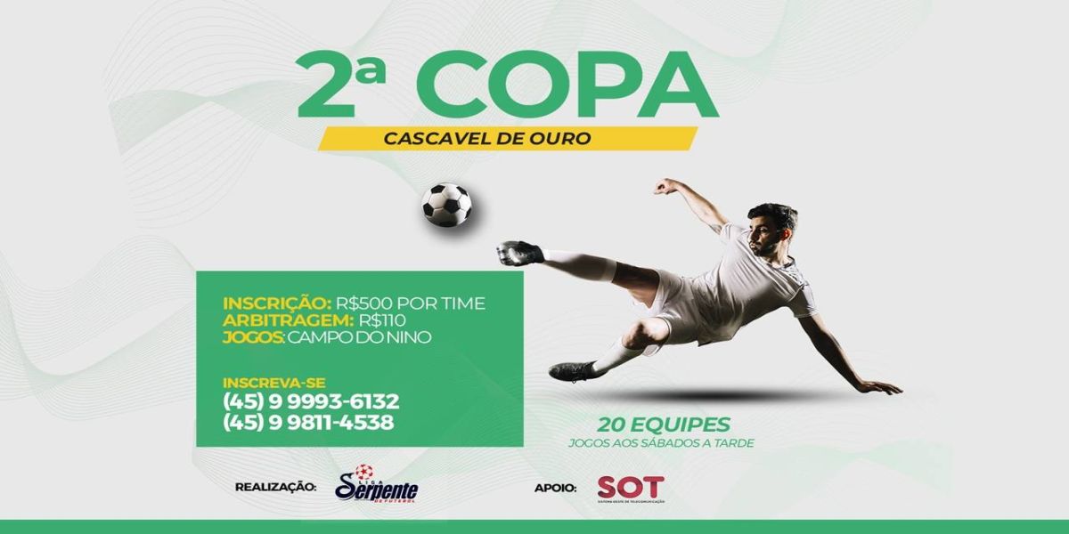Já estão abertas as inscrições para a 2º Copa Cascavel de Ouro Futebol Suíço