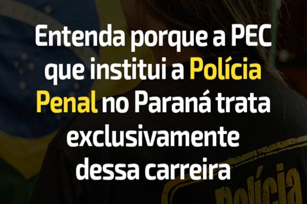 Entenda porque a PEC que institui a Polícia Penal no Paraná trata exclusivamente dessa carreira