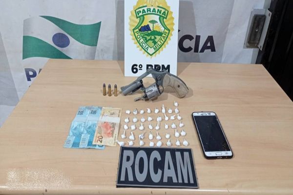 Homem é preso com 41 buchas de cocaína e um revólver cal. 38 na região central de Cascavel