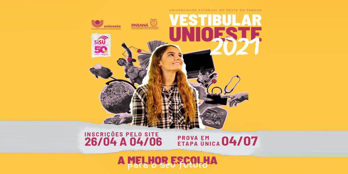 Vestibular 2021: Unioeste abre inscrições para 1230 vagas em 65 cursos de graduação