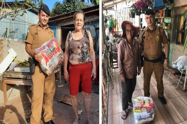 Policiais Militares realizam doação de duas cestas básicas no Bairro Melissa