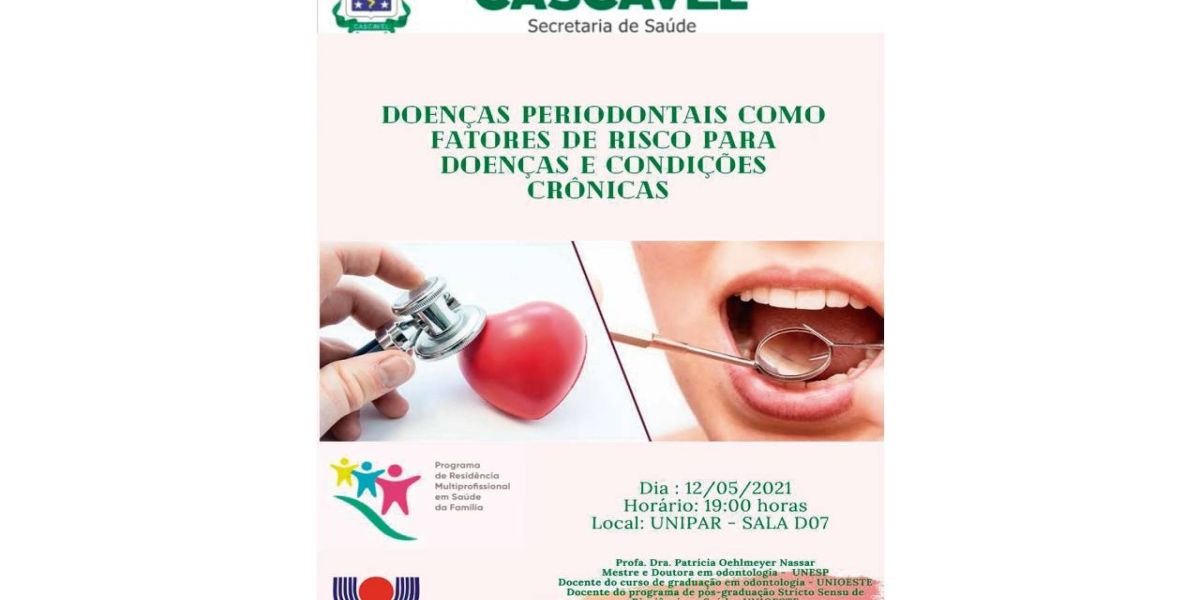 Doenças periodontais como fatores de risco para doenças serão tema de palestra hoje a noite