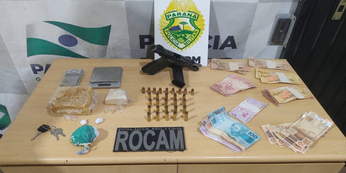 Homem é detido por tráfico de drogas e posse irregular de arma de fogo no centro de Cascavel