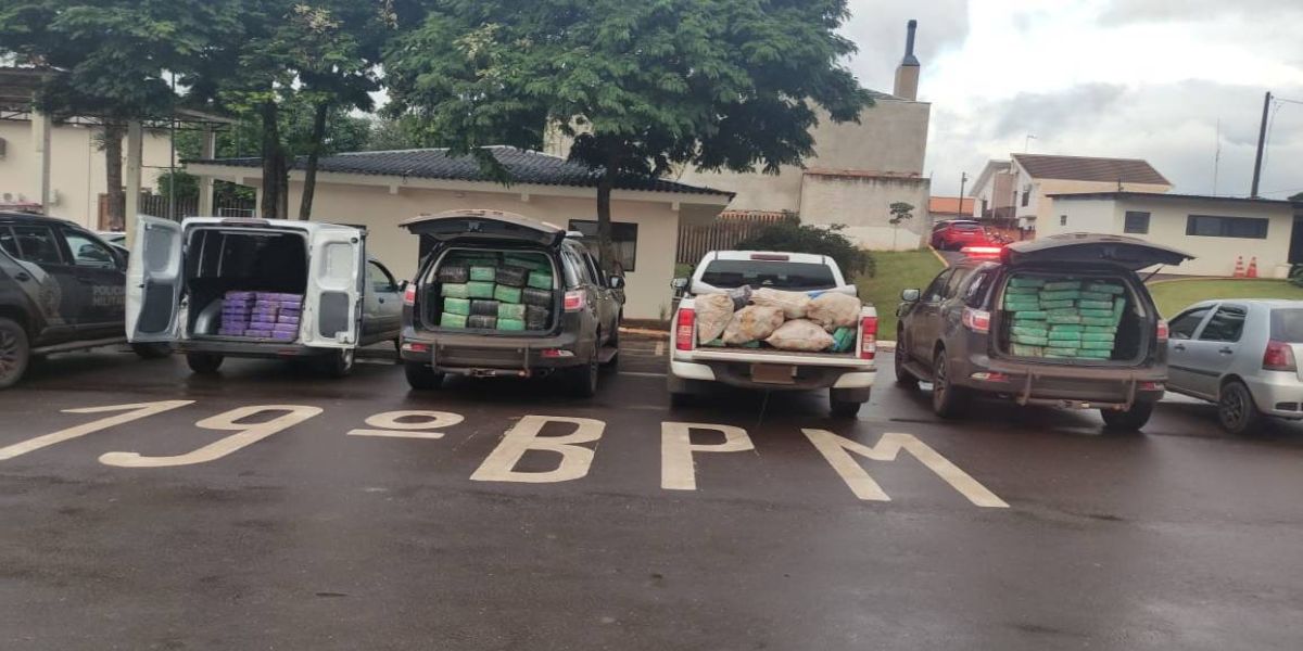 PM apreende mais de uma tonelada de drogas em deposito no município de Santa Helena