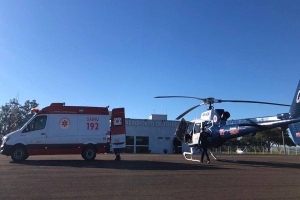 Aeromédico transporta vítima de  queimadura de Toledo a Londrina