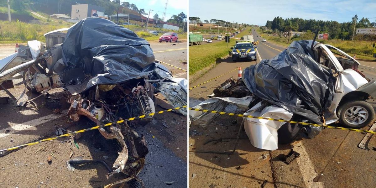 Gravíssimo acidente de trânsito deixa uma pessoa morta na BR-277 em Laranjeiras do Sul