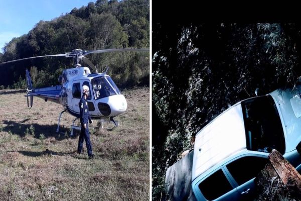 Aeromédico atende capotamento no interior de Quedas do Iguaçu