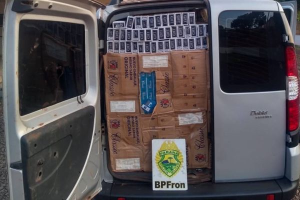 BPFRON apreende veículo com 2.500 pacotes de cigarro contrabandeado em Boa Vista da Aparecida