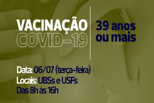 Cascavel vacina nesta terça-feira (6), população com 39 anos ou mais contra a Covid-19