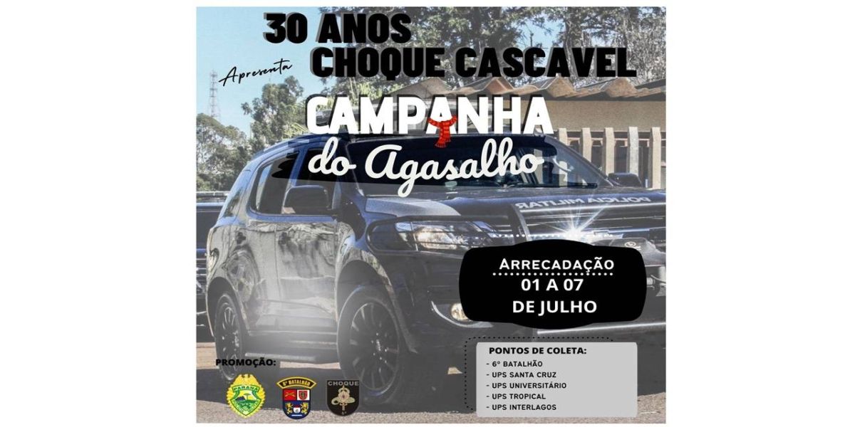 Campanha do agasalho do Batalhão de Choque segue até dia 7 de julho