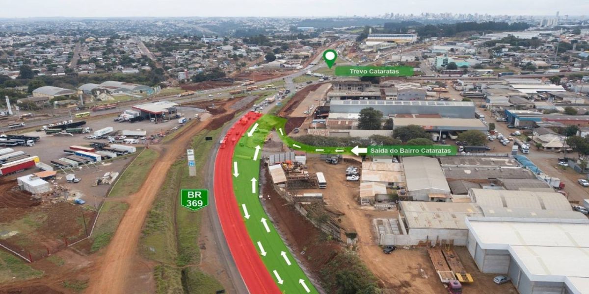 Obra do Trevo Cataratas avança com intervenção na BR-369, em Cascavel