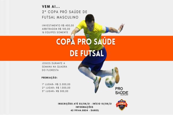 Estão abertas as inscrições da 2ª Copa Pro Saúde de Futsal