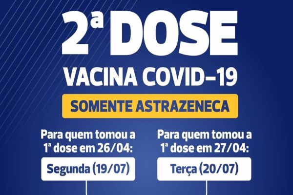 Secretaria de Saúde convoca pessoas para a segunda dose
