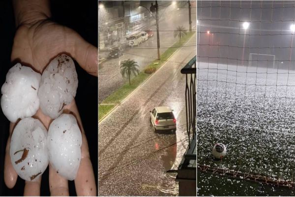 Imagem referente a notícia: Pedras gigantes de gelo caem no Norte do Rio Grande do Sul
