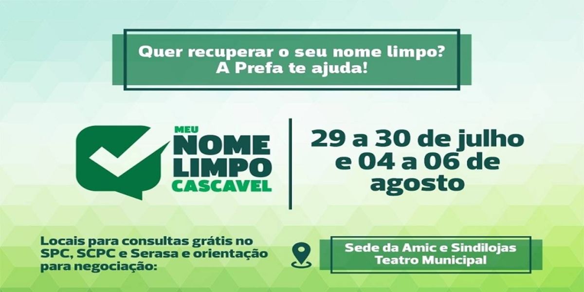 Meu nome limpo: Renegociações de dívidas estão sendo feitas no Teatro Municipal e Amic