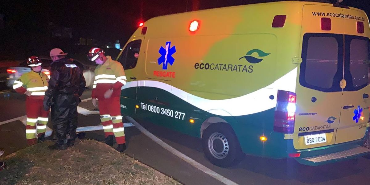 Motociclista fica ferido após colisão de trânsito no Trevo da Portal em Cascavel