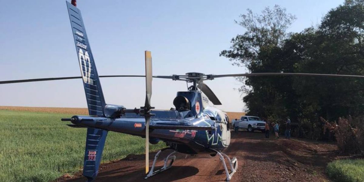 Aeromédico socorre mulher de 46 anos após capotamento na PR-317