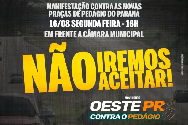 Movimento contra o pedágio entre Cascavel e Toledo marca manifestação para esta segunda-feira
