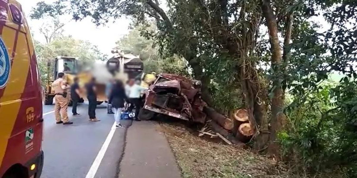 Grave acidente deixa motorista de caminhão morto na PR-281 e Carga de madeira era ilegal