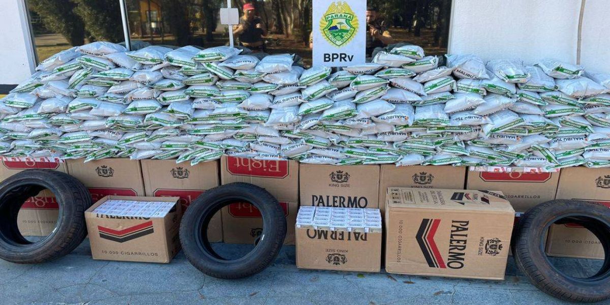 PRE Cascavel apreende veiculo com cigarros, Inseticida e pneus contrabandeados na BR-369