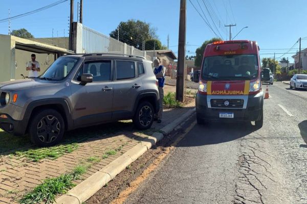 Imagem referente a notícia: Ciclista fica ferido após colidir contra Jeep na Região do Lago em Cascavel