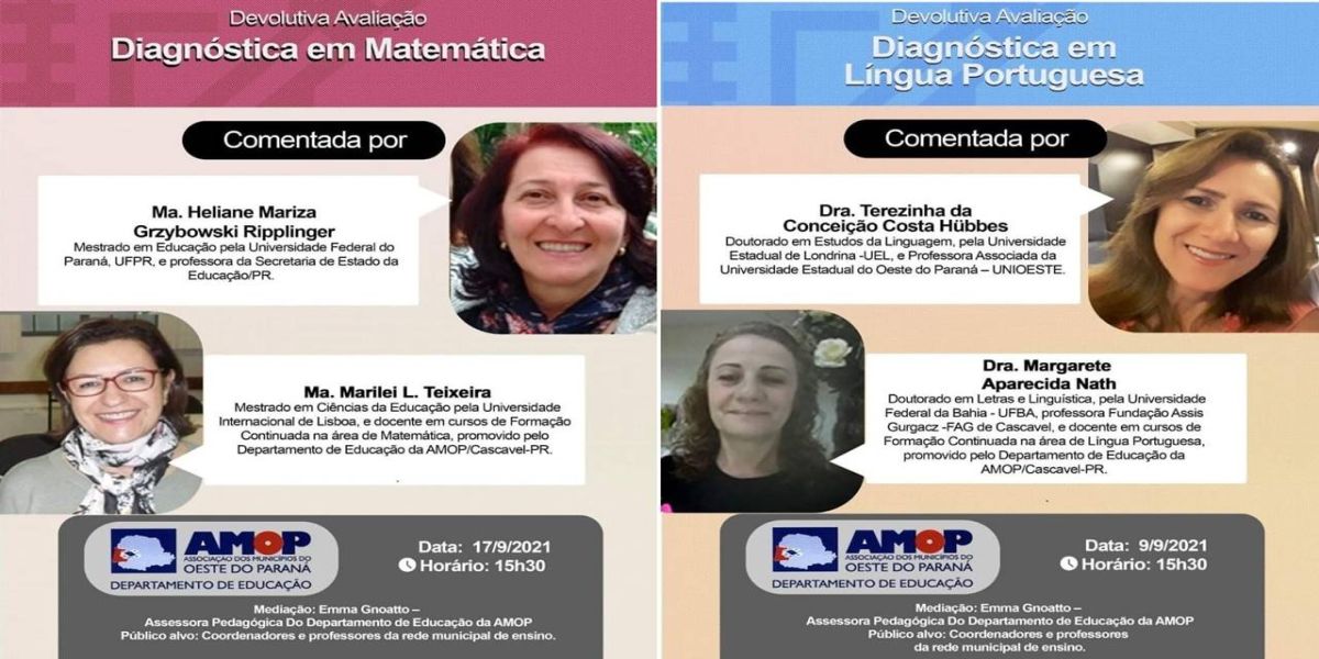 Departamento de Educação da Amop agenda duas lives