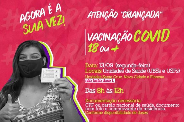 Cascavel vacina jovens de 18 anos ou mais nesta segunda-feira (13)