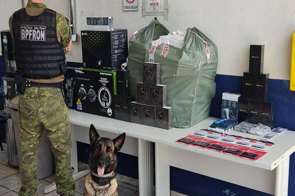 BPFRON apreende mercadorias contrabandeados durante abordagem na cidade de Cascavel