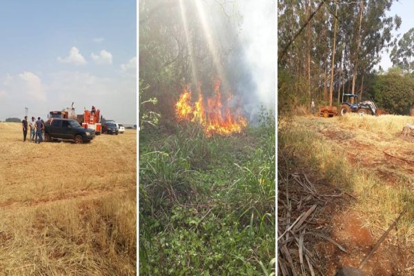 Equipes trabalham mais de 7 horas para controlar incêndio em Ouro Verde