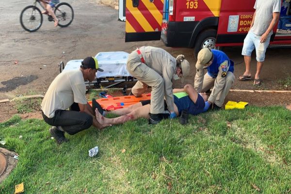 Imagem referente a notícia: Motociclista fica ferido após colisão de trânsito no Bairro Brasília