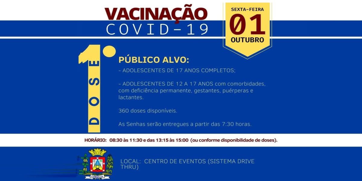 Corbélia inicia imunização de adolescentes acima de 17 anos