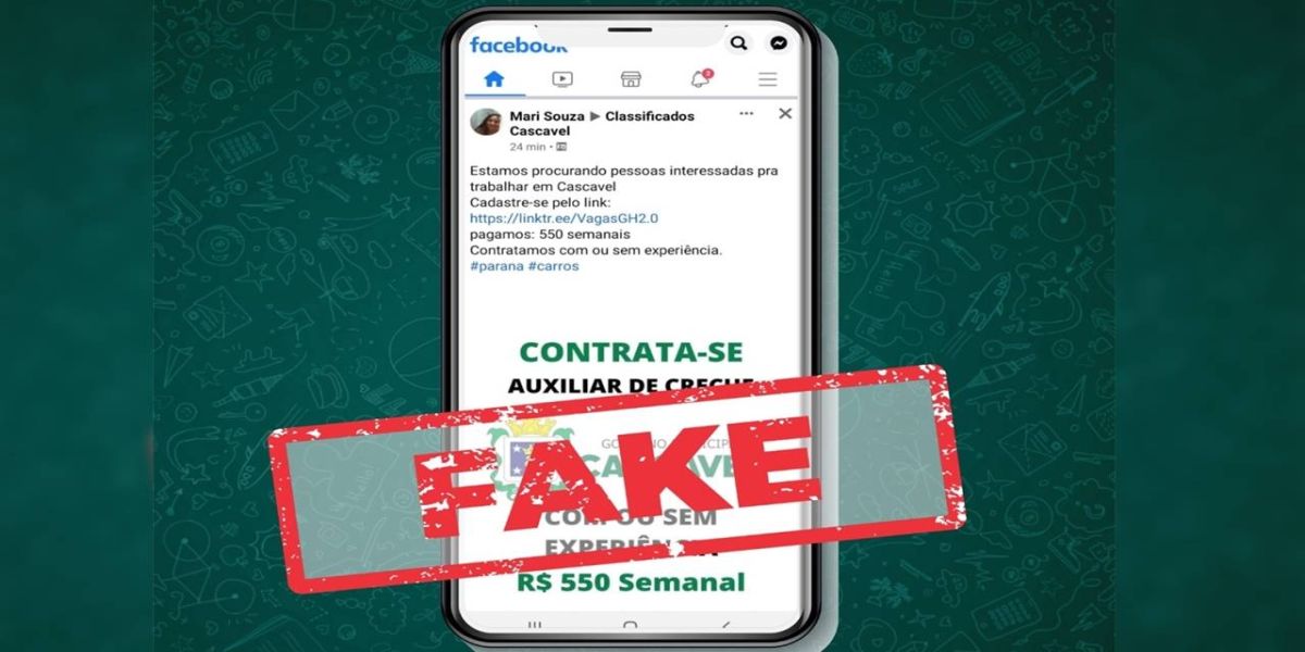 Prefeitura de Cascavel não está contratando auxiliar de creche