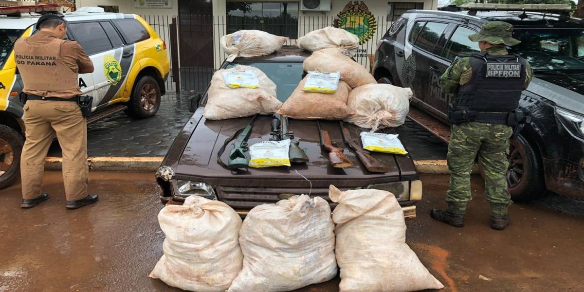 BPFRON, 19ºBPM e PF apreendem agrotóxicos contrabandeados, armas e munições Marechal Cândido Rondon