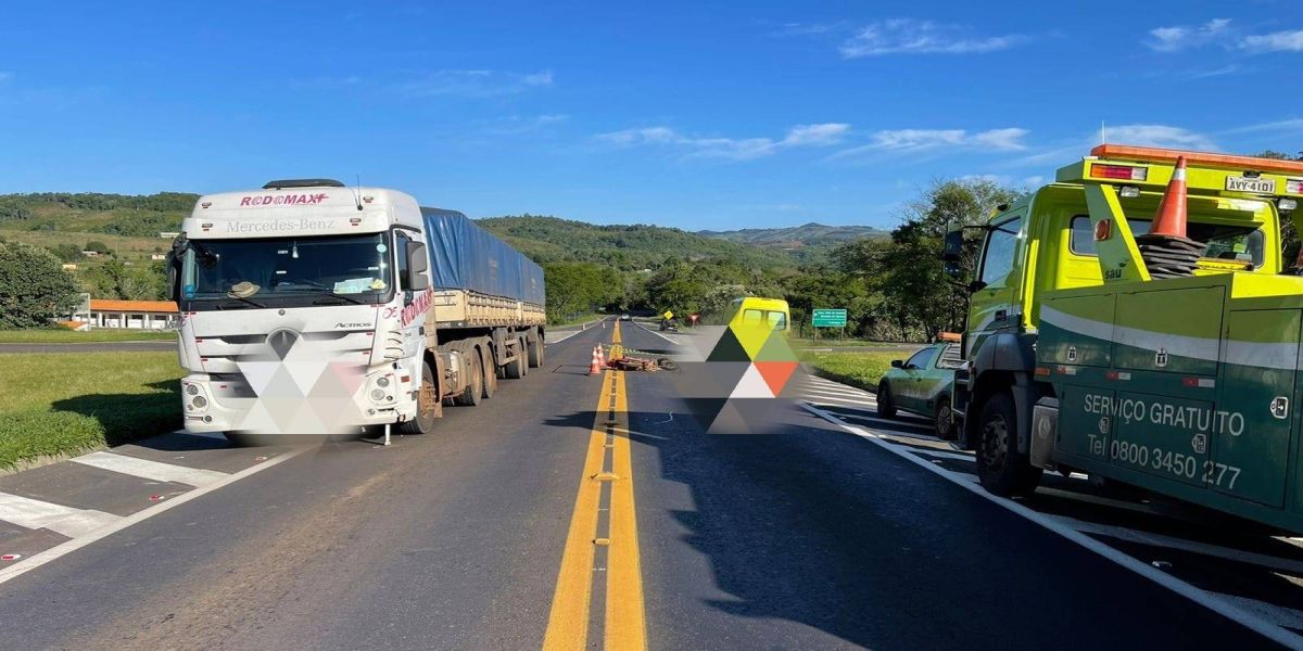 Mulher de 48 anos morre após colisão entre caminhão e moto na BR-277