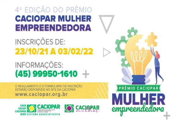 Caciopar abre inscrições para o 4º Prêmio Caciopar Mulher Empreendedora