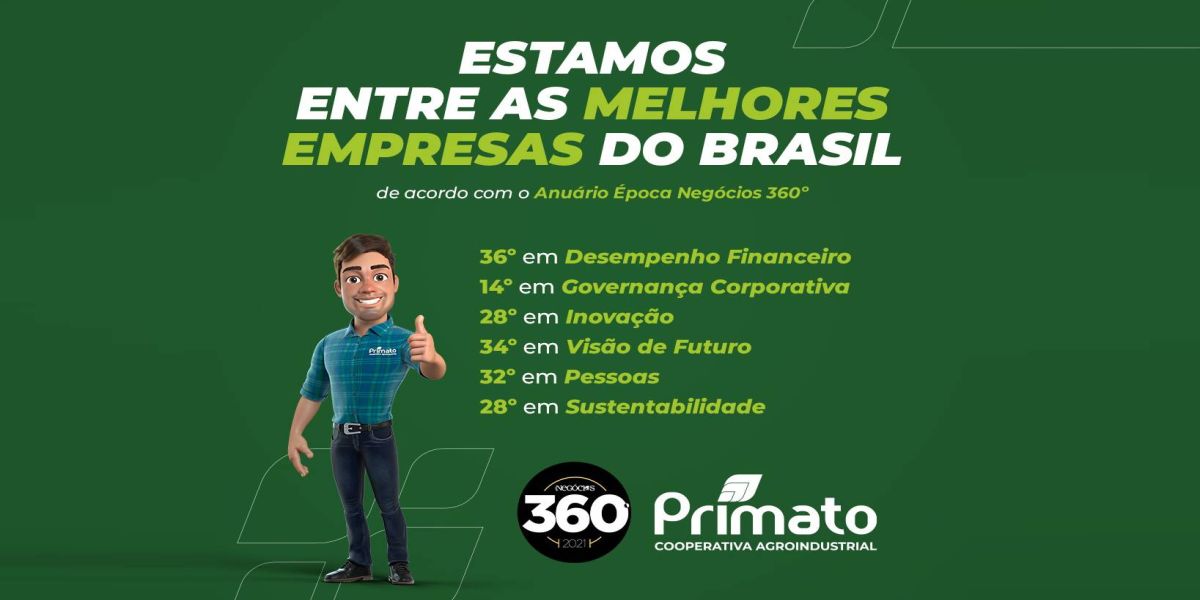 Primato está entre as melhores empresas do Brasil de acordo com o Anuário Época Negócios 360º