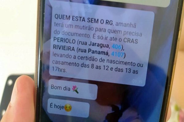 Mensagem sobre mutirão para fazer identidade nos Cras é fake