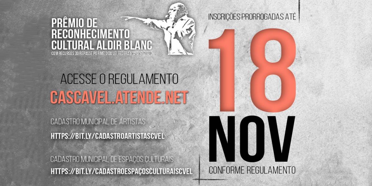 Secretaria de Cultura e Esportes prorroga inscrições da Lei Aldir Blanc