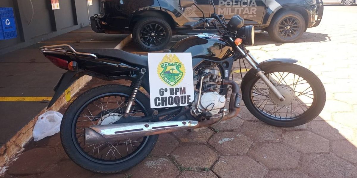 Choque da Polícia Militar recupera motocicleta furtada no Bairro Santa Cruz