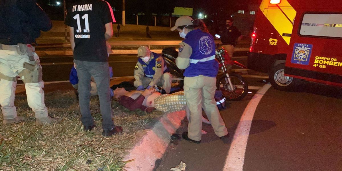 Casal fica ferido após forte colisão na BR-277, no Trevo da Portal em Cascavel