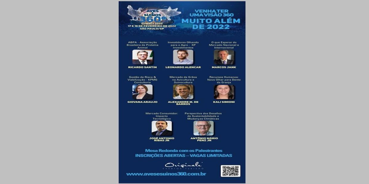 Negócios e network serão foco da programação técnica do evento Aves & Suínos 360º - Summit 2022