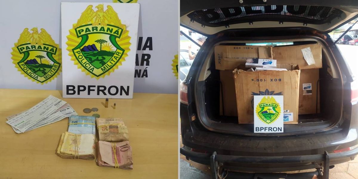BPFRON apreende cigarros contrabandeados, munições e dinheiro na cidade de Lindoeste