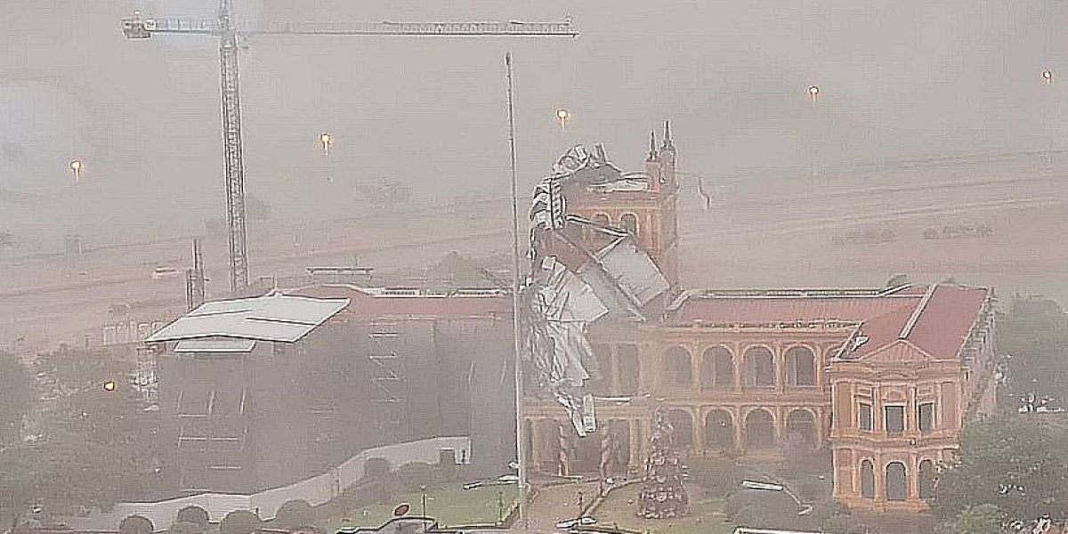 Vendaval destrói parte do teto do palácio presidencial paraguaio