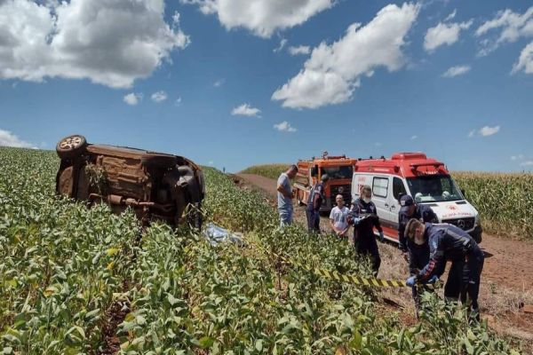 Homem morre após capotamento na Linha Calamâncio em Espigão Alto do Iguaçu