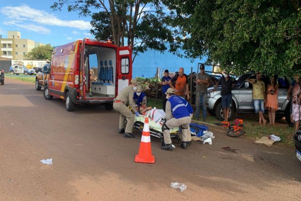 Imagem referente a notícia: Homem fica em estado grave após forte colisão na marginal da BR-467 no Loteamento Novo Milênio
