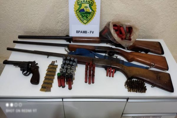Polícia Ambiental apreende armas de fogo e autua proprietário por danificar vegetação nativa